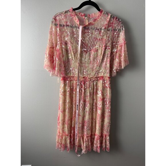 MAC DUGGAL 9148 Mini Dress Cocktail Flounce Sleeve Floral Embellished Size 4 NWT - Picture 5 of 8